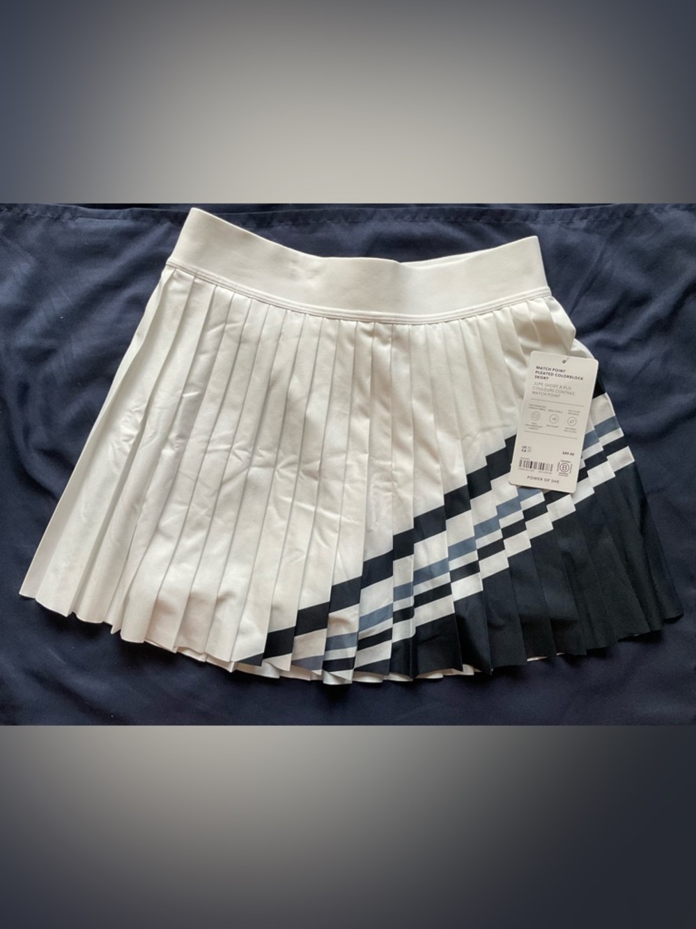Athleta White Pleated Tennis Skort, Navy & Blue Stripe, Match Point Colorblock